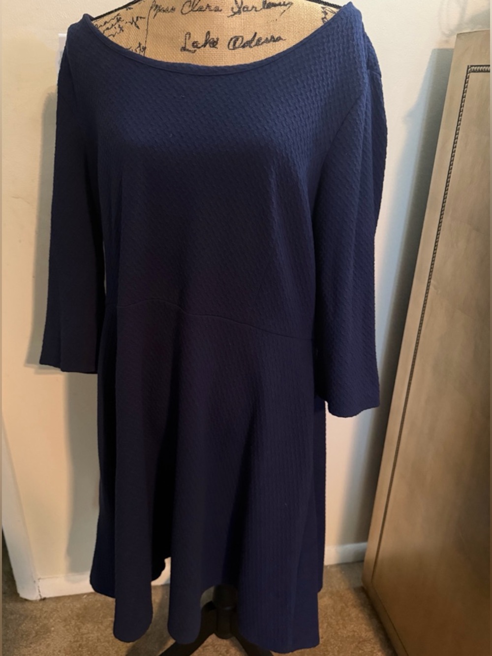 Old Navy Navy Textured Dress with Zipper Detail